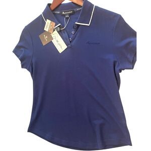 NWT Aquascutum Mens Blue Polo Top Sz M Supima Cotton Classic Luxury Old Money